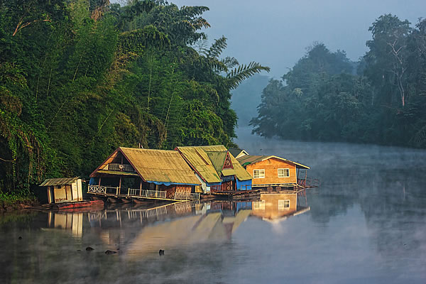 Floating houses on the river Kwai